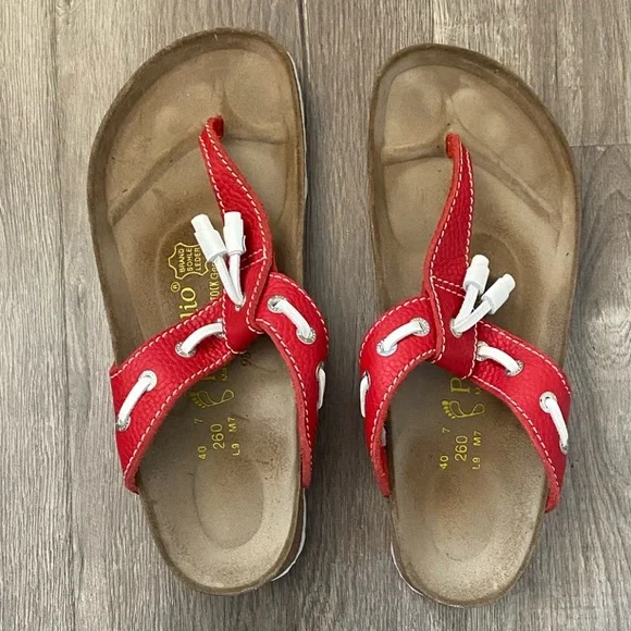 Birkenstock Red Pappillio Thong Sandals Size 9 - Picture 1 of 4